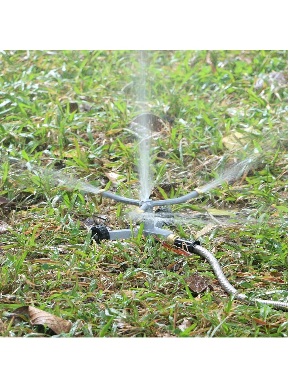 Gray and Gold Oscillating Lawn Sprinkler with Wheels - Picture 6 of 12